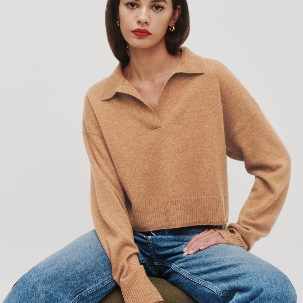 Cashmere Reformation Cropped Polo Sweater